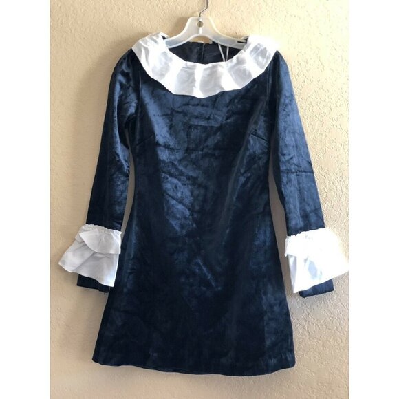 Nasty Gal To Be Adored Aga A-Line Ruffle Sleeve Velvet Dress - Picture 2 of 11